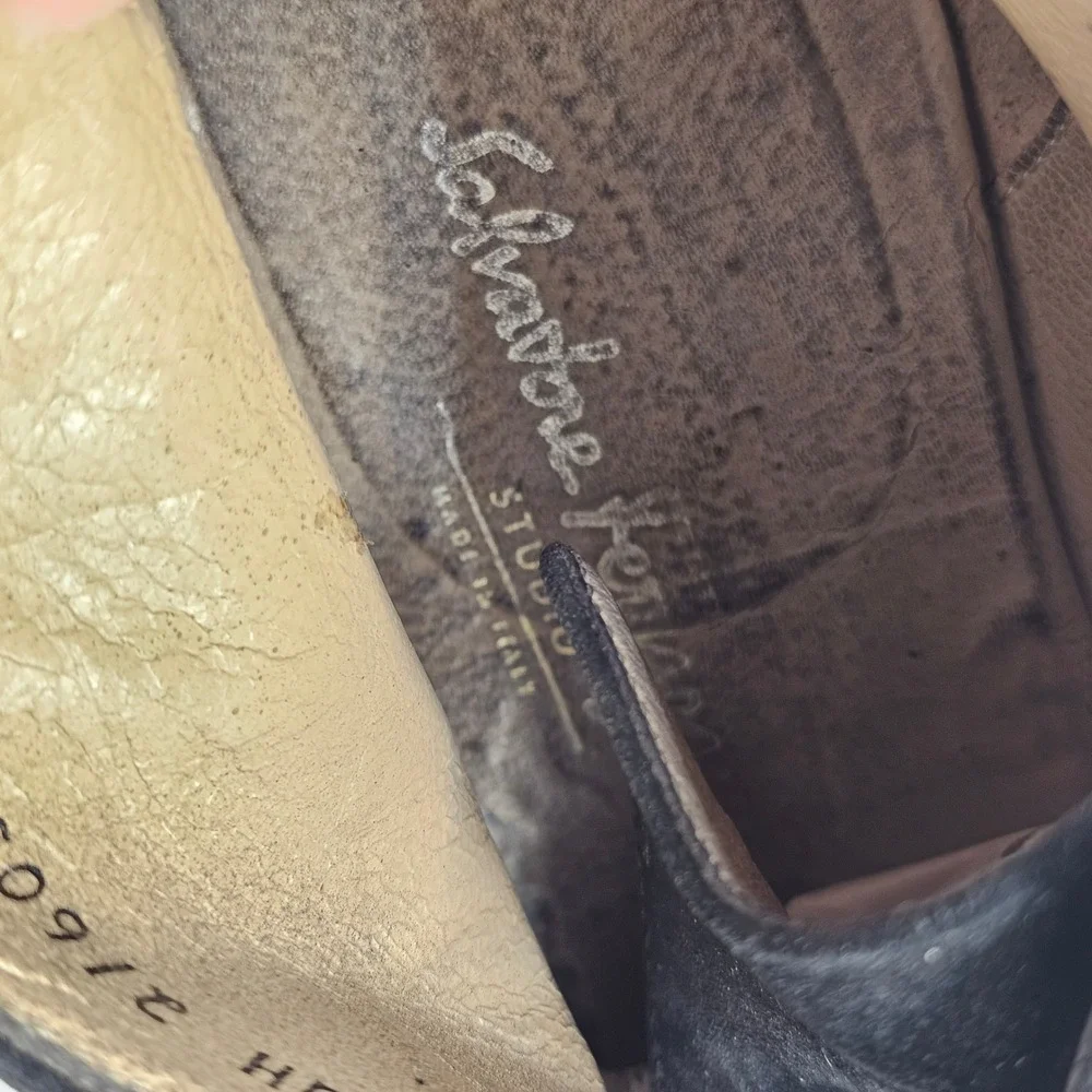 Salvatore Ferragamo Suede Chukka Boots 12 2E Black Lace Up Italy Designer Luxury